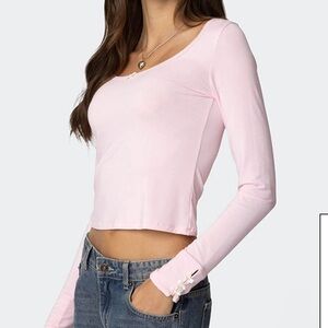 Edikted Lolo Bow Top in Pink Size Large